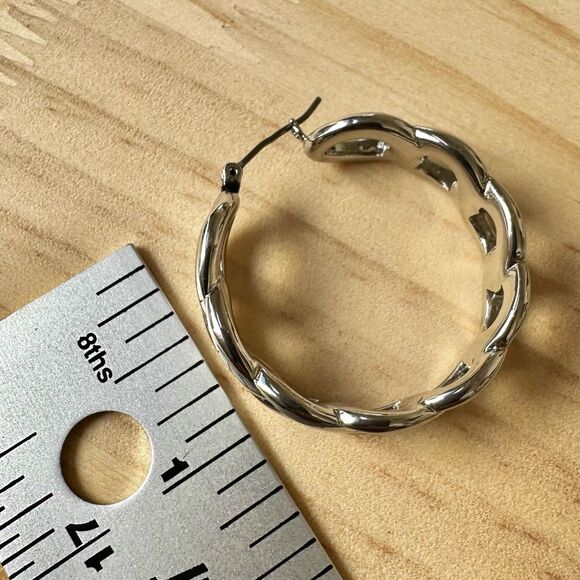 Ann Taylor Chunky Silver-Tone Hoop Earrings - Picture 8 of 8